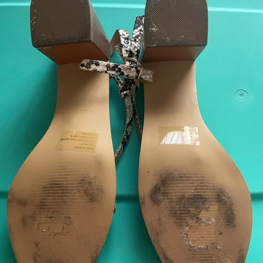 Halston snake print strappy heels